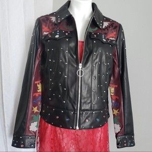 Desigual NEW Carole Jacket Black Faux Leather 10